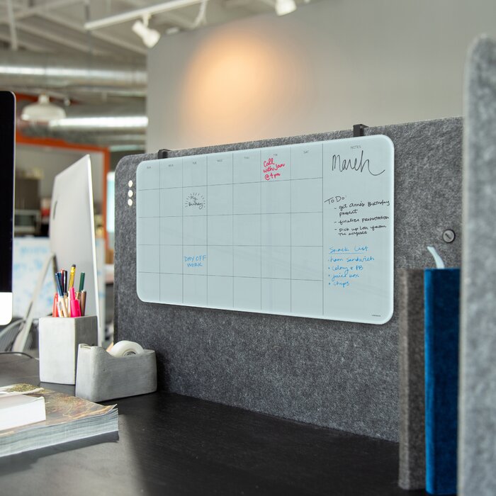 U Brands Cubicle Dry Erase Frosted White Surface Frameless Wall Mounted